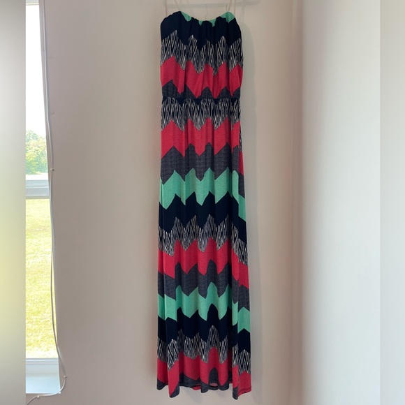 Three Pink Hearts • Women’s Strapless Maxi Dress - Picture 1 of 5